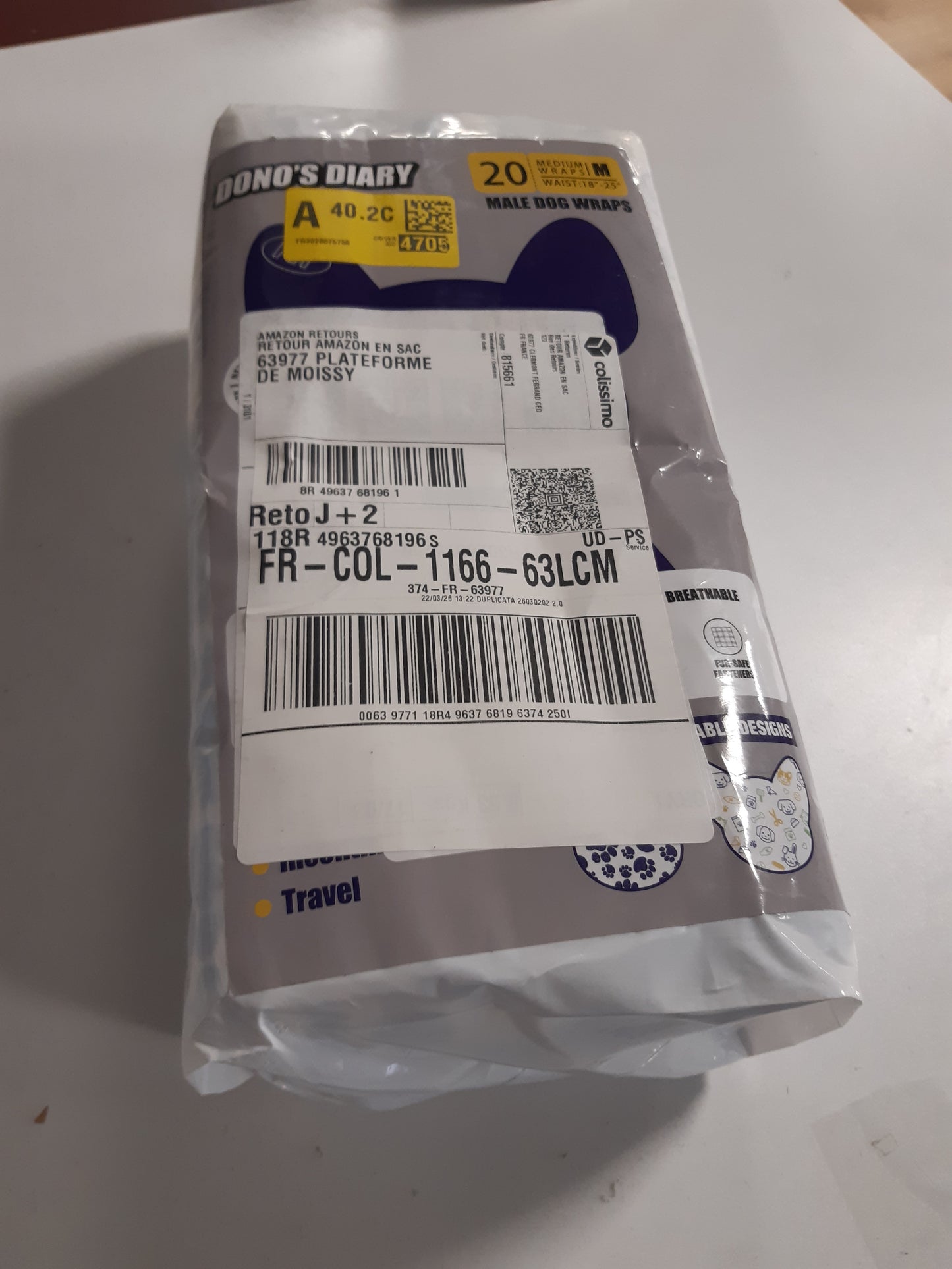 253814 - DONO Pelena për Qen Meshkuj, Pako me 20 Pelena, Inkontinencë Urinimi, Super Thithëse, Të Papërshkueshme nga Rrjedhjet, XS, S, M, L