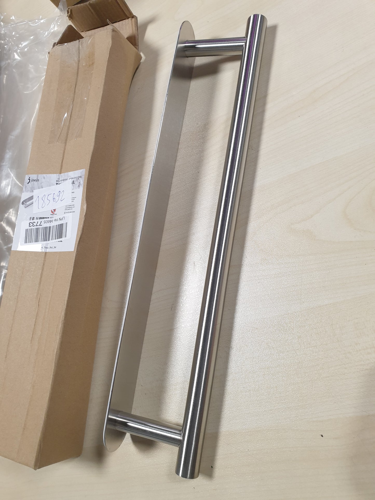 185692 - JOEJI'S KITCHEN Mbajtëse Peshqirësh e Montuar në Mur, 40cm, Çelik Inox që Nuk Ndryshket, Vetëngjitëse e Fortë 3M, Përshtatshme për Banjo ose Kuzhinë
