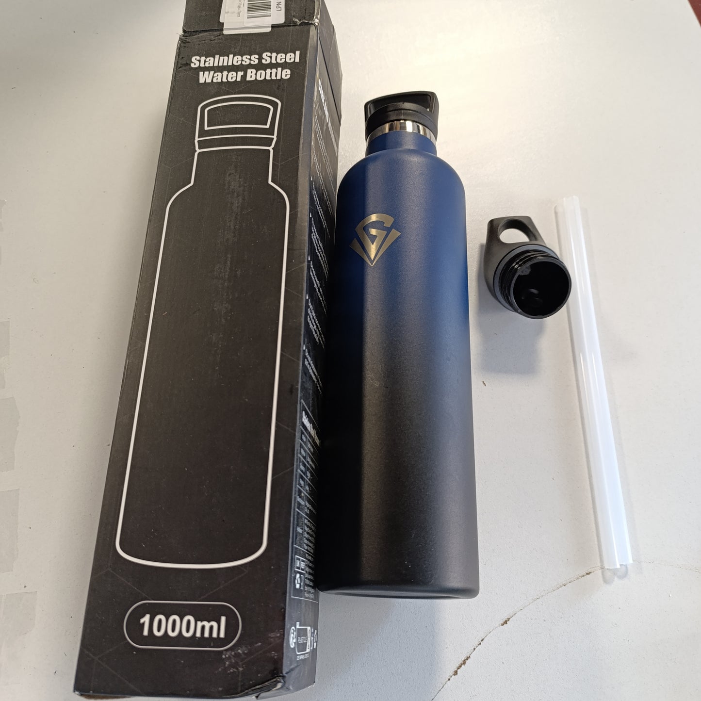 184644 - GRSTA Shishe Uji e Izoluar Dyfish prej Çeliku Inox 18/8, 1L, Pa BPA, e Papërshkueshme nga Rrjedhjet, Madhësi për të Rritur, për Ecje në Natyrë, Kamping, Fitnes, Yoga