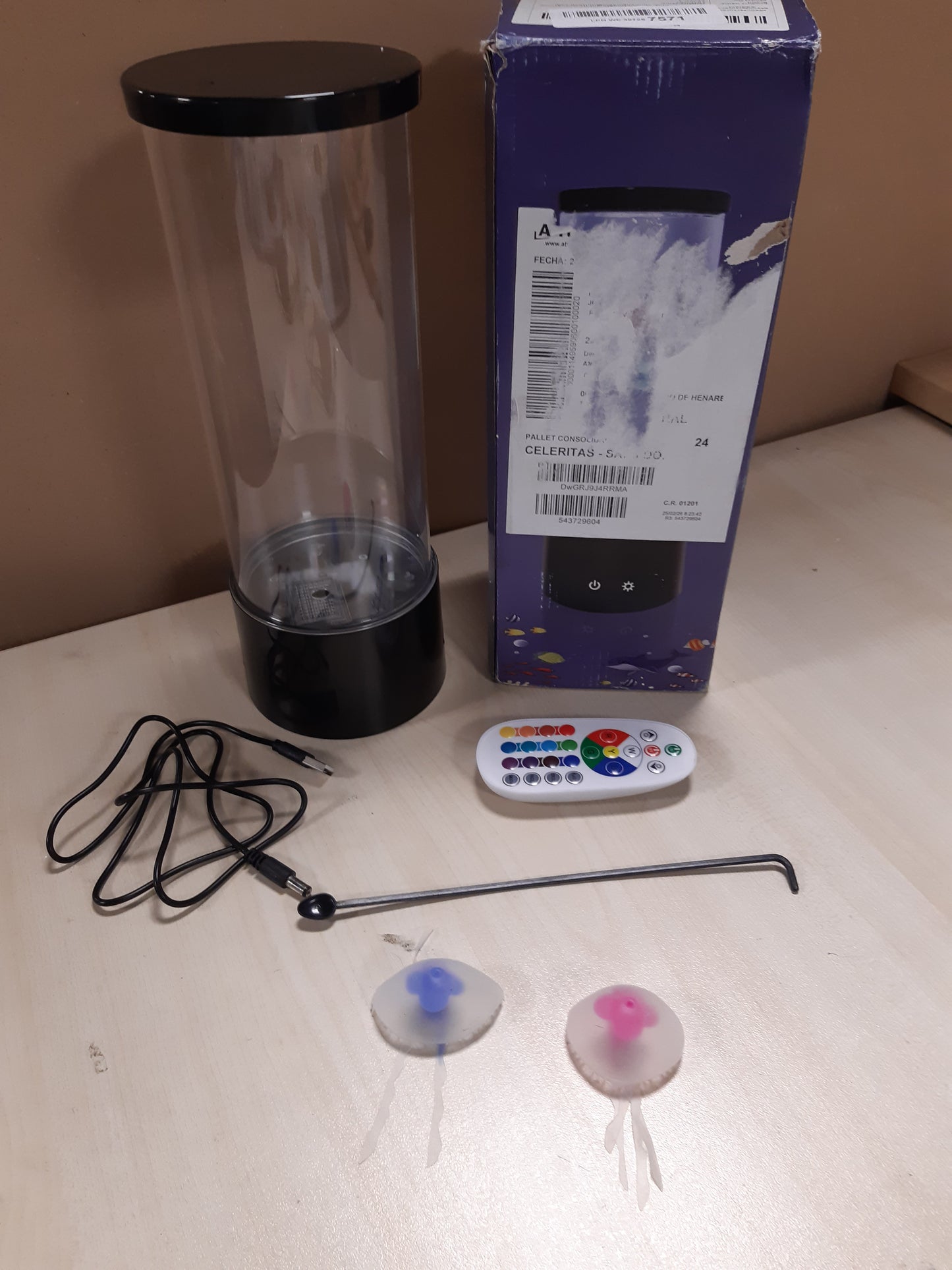 251140 - FBSPORT Llambë Akuariumi për Kandil Deti, 17 Ndryshime Ngjyrash, Telekomandë, Me Energji Baterie/USB