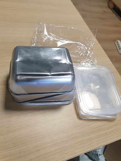 257099 - Cretvestsar Enë prej çeliku inox 650ml me kapak, Enë për ruajtjen e ushqimit për catering, Kuti dreke argjendi