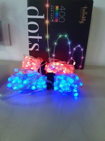 153054 - TWINKLY DOTS Shirit LED 20m Shumëngjyrësh për Ambiente të Brendshme dhe të Jashtme, Flexibël, i Pajtueshëm me Alexa dhe Google Home, IP44, Mbi 16M Ngjyra, Kontroll Aplikacioni, Tel Transparent, 400 LED