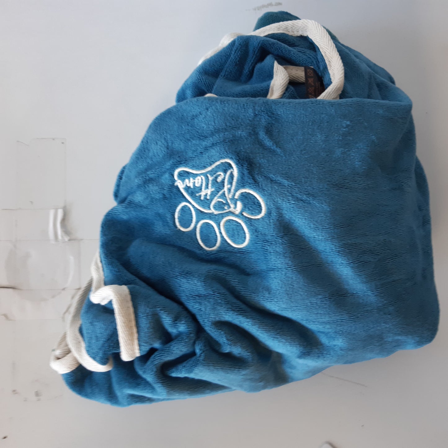 257153 - PETTOM Rroba banje për qen me jakë të lartë, XL, ekstra absorbuese me mbyllje me velcro, Blu