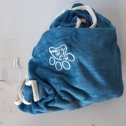257153 - PETTOM Rroba banje për qen me jakë të lartë, XL, ekstra absorbuese me mbyllje me velcro, Blu