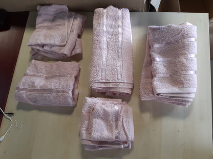214534 - FAIRWAYUK Pako me 8 peshqirë banjoje 100% Pambuk Egjiptian, 4 peshqirë fytyre, 2 peshqirë duarsh, 2 peshqirë banjoje, Rozë e çelët