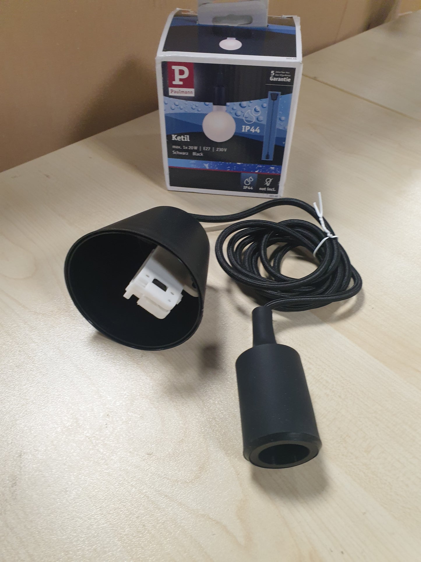223464 - PAULMANN Llambë Varëse 50346 Neordic Ketil, 1 Llambë, Mbrojtje nga Spërkatjet IP44, Maks. 20W, E zezë, Llambë Tavani, Silikon, Plastikë, E27