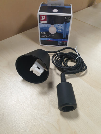 223464 - PAULMANN Llambë Varëse 50346 Neordic Ketil, 1 Llambë, Mbrojtje nga Spërkatjet IP44, Maks. 20W, E zezë, Llambë Tavani, Silikon, Plastikë, E27