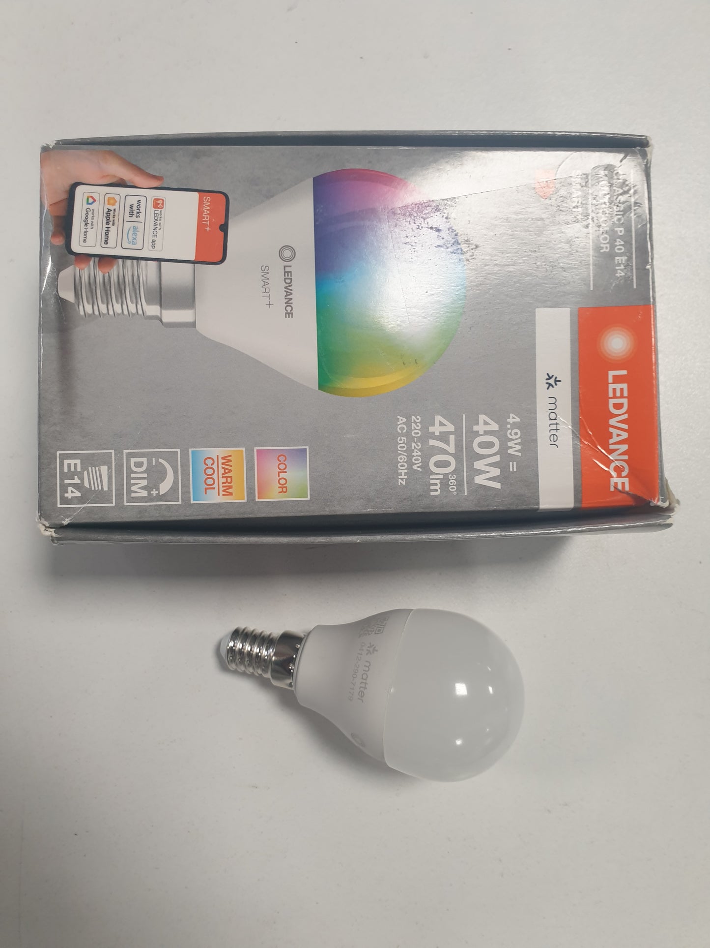 263074 - LEDVANCE SMART+ MATTER Llampa LED, e pajtueshme me Google, Alexa, Apple, 4.9W, 470lm, E14, jetëgjatësi deri në 20,000 orë
