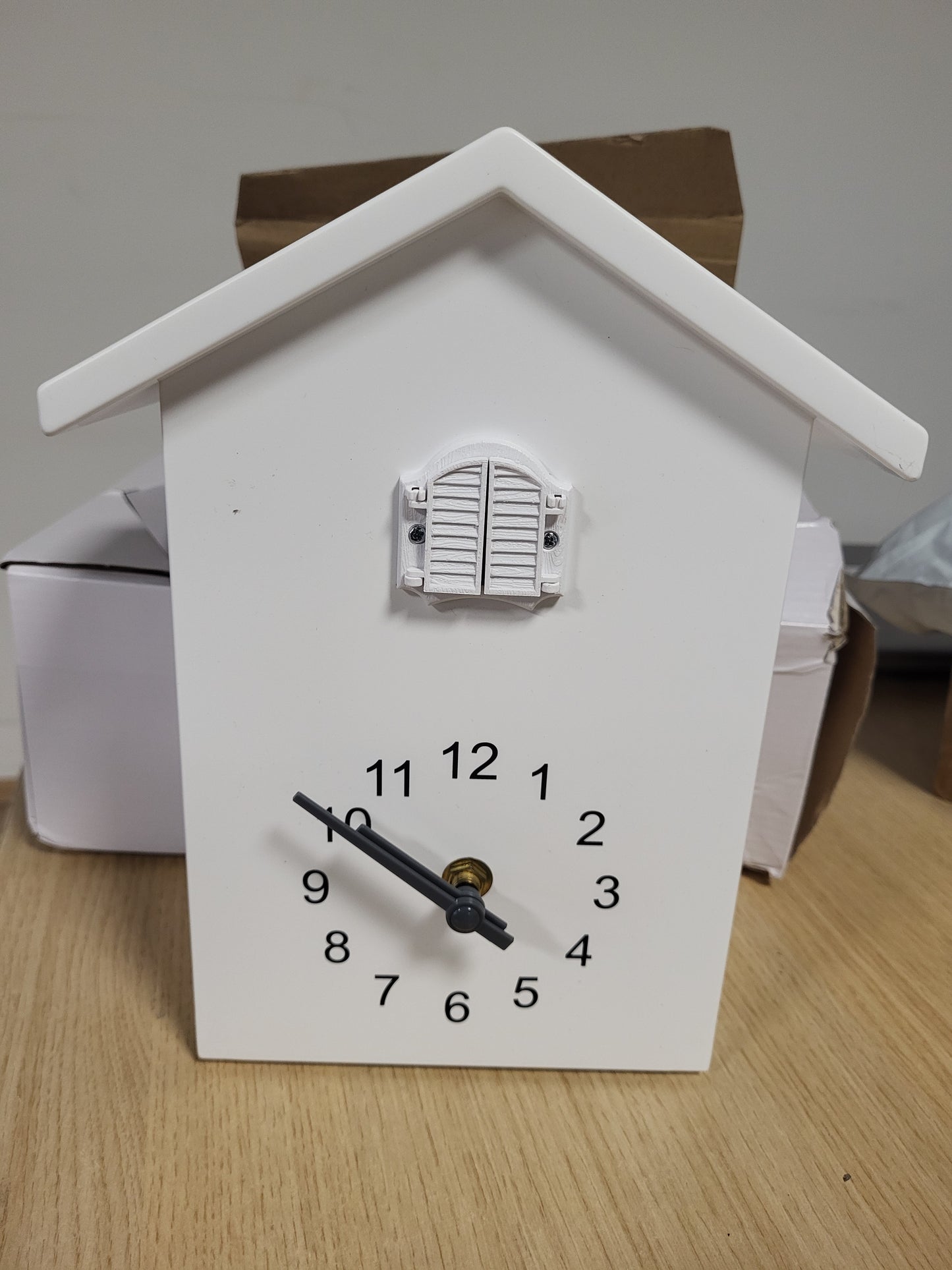 221349 - Birdhouse Orë minimaliste me qyqe me zilkë dhe lavjerrës, Orë muri me bateri për art muri, shtëpi, dhomë ndenjeje, kuzhinë, zyrë, dekorim (e bardhë)