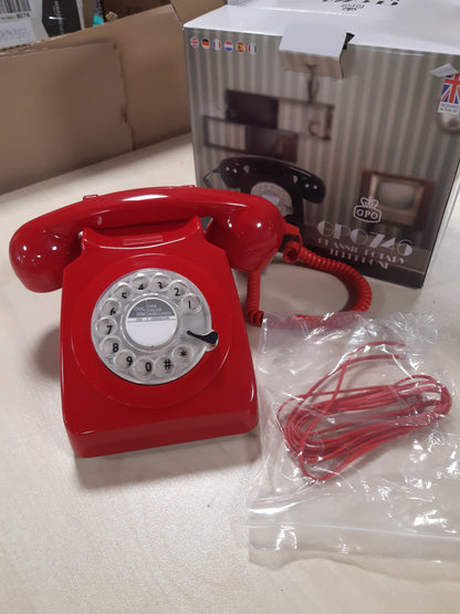 188829 - GPO Telefon Retro 746ROTARYRED me Numërator Rrotullues, Dizajn i Vitit '70, Ngjyrë e Kuqe