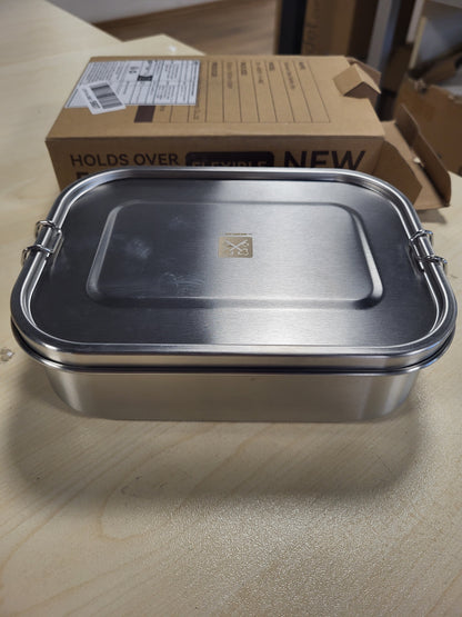 215581 - GOLDEN KEY Kuti Dreke prej Çeliku Inoks 1400ml për të Rritur, Kuti Dreke me Ndarje dhe Unazë Rezervë Silikoni, Enë Ushqimi e Papërshkueshme nga Derdhja