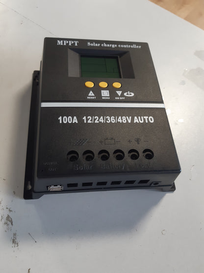 183727 - Y&H Kontrollues Karikimi Diellor 100A MPPT 12V/24V/36V/48V, për Bateri Acid Plumbi/Litium/LiFePO4, me Ekran LCD, Rregullator Inteligjent dhe Hyrje USB e Dyfishtë Maksimale 100V