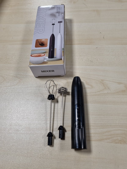 252768 - Shkumëzues elektrik qumështi, i rikarikueshëm me USB, 3 shpejtësi të rregullueshme, çelik inox, për kafe, kapuçino, latte, çokollatë të nxehtë (e zezë)
