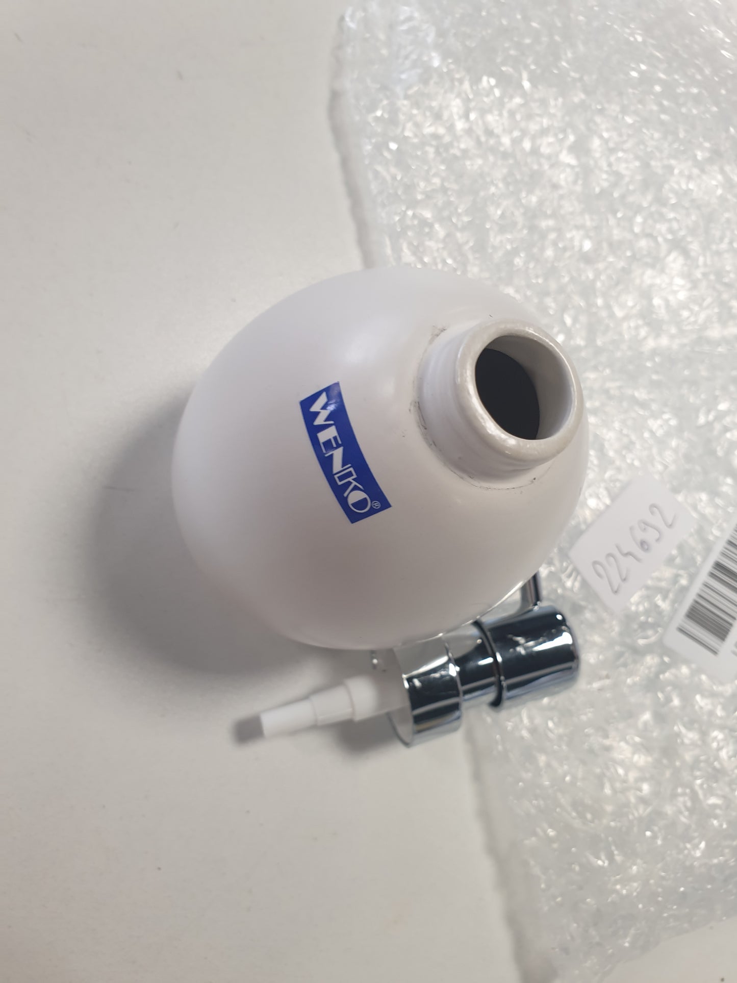 224692 - WENKO Dispenser sapuni qeramik 0.39 L, 9.5 x 16 x 9 cm, e bardhë mat