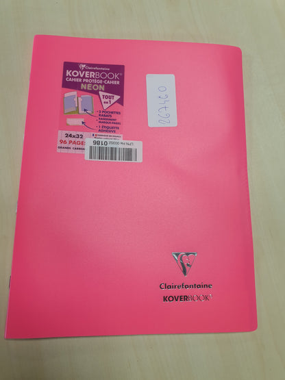 267460 - CLAIREFONTAINE 981423C Koverbook Fletore me Kapëse Neoni - 24x32 cm - 96 Faqe - 90 g Letër e Bardhë - Mbulesë Polipropileni Opake