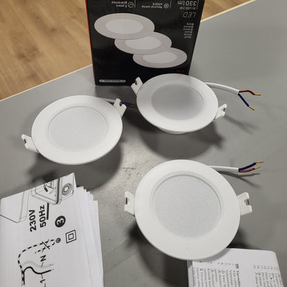 262053 - BRILONER - Set me 3 Drita LED të Inkasuara 230V, Dritë e Bardhë Neutrale, 3W 330lm secila, 68mm, 90x28mm (Th x L), të Bardha