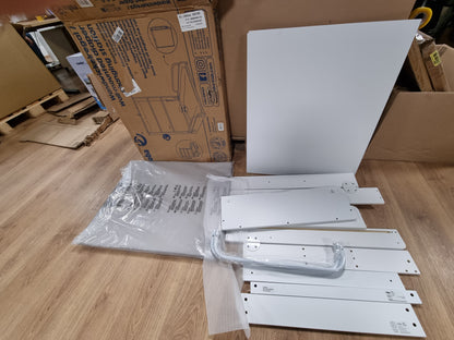 159463 - ROBA Tavolinë Ndërrimi dhe Dyshek i Montuar në Mur, Gri, me 2 Rafte, Kapacitet 15kg, Druri i Llakuar i Bardhë, i Palosshëm, Mbushje e Butë