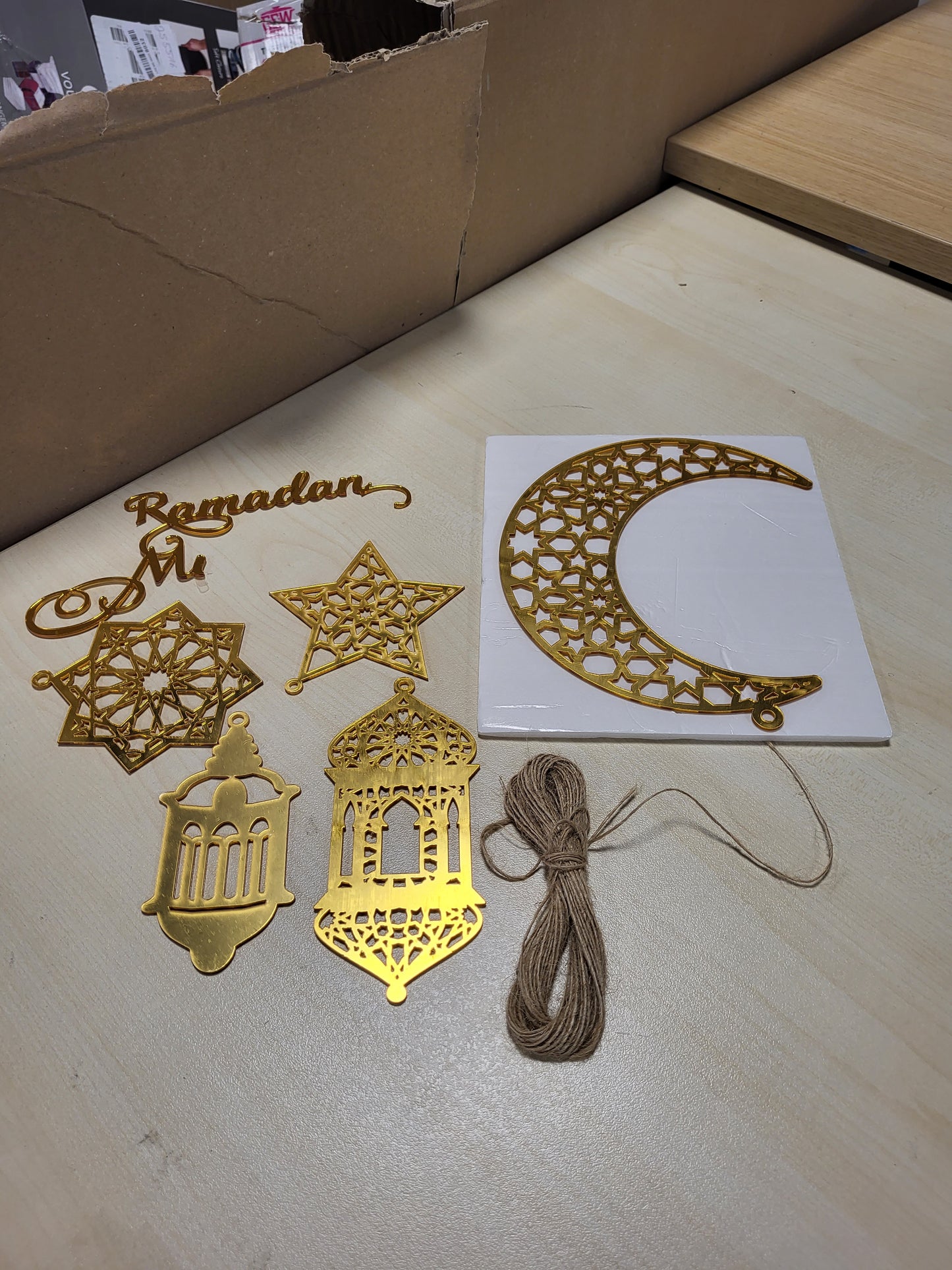 258045 - PENLOOP 6 copë zbukurim varëse për Ramazan, dekorim akrilik për Ramazan Kareem, mbajtëse llambë çaji, hënë, formë ylli