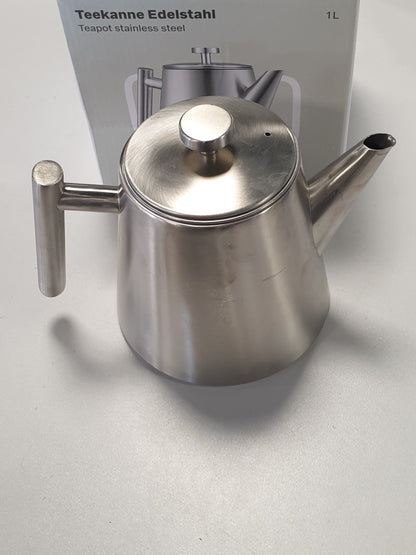 226509 - SILBERTHALI Çajnik me Infuzues (1L) Ngjyrë Argjendi - Çeliku Inoks - Çajnik me Dy Mure dhe Kapak - Mban Çajin të Ngrohtë për Kohë të Gjatë