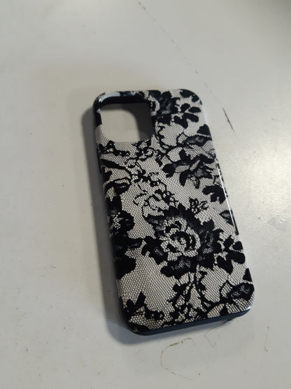 266781 - MBËSHTJELLËSE ME MODEL DANTELLE TË ZEZË PËR IPHONE 12/12 PRO