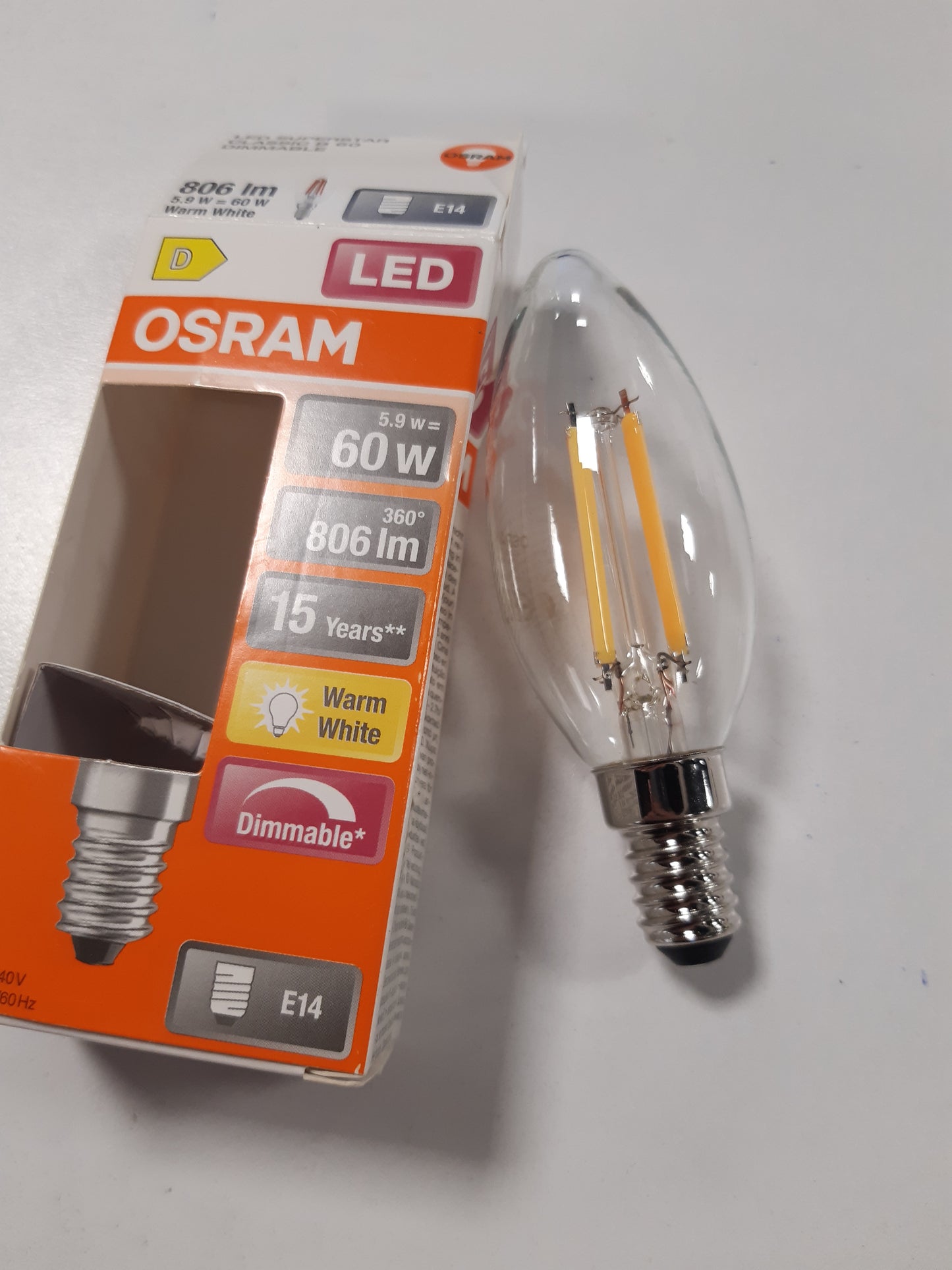 263631 - OSRAM Llampë LED me errësim SuperStar Classic B60, E14, 806 Lumen, 2700K, zëvendësuese për 60W, pako me 1