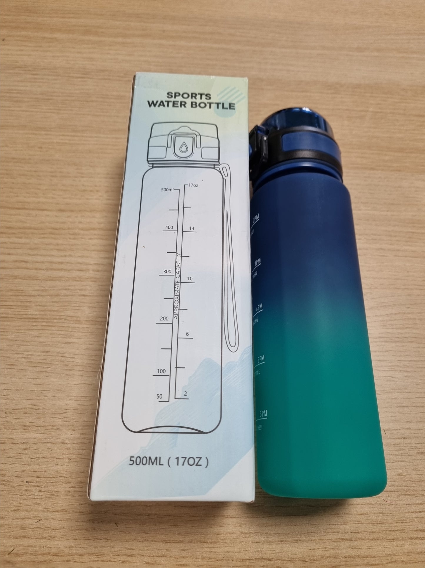 224343 - HONEYHOLLY Shishe uji 500ml e papërshkueshme nga rrjedhjet me shënues kohe, Shishe sportive me filtër, e përshtatshme për pije të gazuara