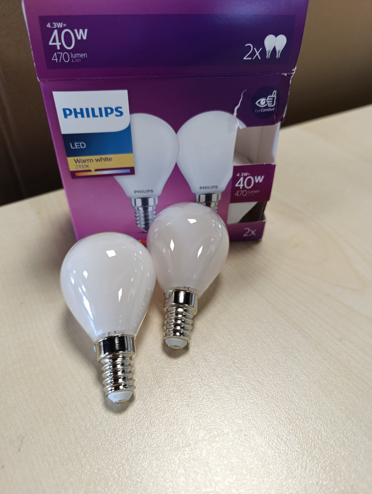 264064 - PHILIPS Llambat LED Classic E14, pako me 2 llamba (40W), llam ...