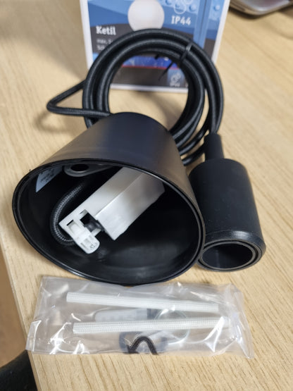 223461 - PAULMANN Llambë Varëse 50346 Neordic Ketil, 1 Llambë, Mbrojtje nga Spërkatjet IP44, Maks. 20W, E zezë, Llambë Tavani, Silikon, Plastikë, E27
