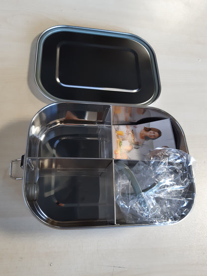 214663 - GA HOMEFAVOR Kuti Dreke prej çeliku inox, me 4 ndarje, 1400ml, Kuti Bento e papërshkueshme nga rrjedhjet