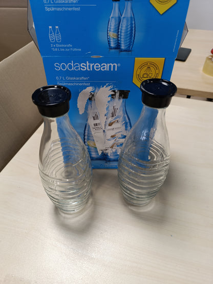 253046 - SODASTREAM Karafe qelqi, Set me 2, 0.7 L, e ripërdorshme, e sigurt për lavastovilje, e përputhshme me Penguin dhe Crystal