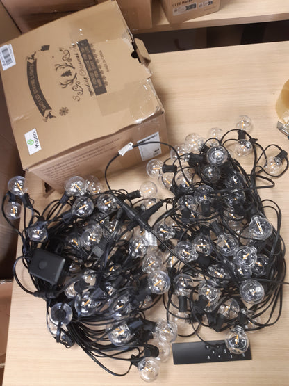 170103 - YUUCIO Drita Teli LED 60M e Jashtme me Errësim, 200FT G40 me Telekomandë, 100+4 Llamba Plastike të Papërshkueshme nga Uji për Verandë, Kopsht, Festë, 2700k e Bardhë e Ngrohtë