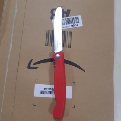 252097 - VICTORINOX Thikë pikniku Swiss Classic e palosshme për ecje në natyrë, me teh të dhëmbëzuar, shumë e mprehtë, e kuqe