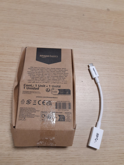 267376 - AMAZON BASICS Konvertues Kabllosh Adaptor USB-C në USB-A 3.1 Gen1, Shpejtësi e Lartë 5 Gbps, i Certifikuar USB-IF, për Laptopë, Tableta, Telefona (iPhone 16/15), i Bardhë