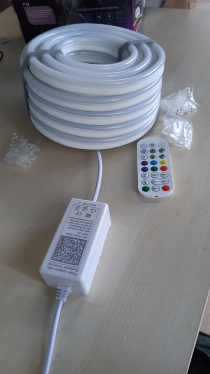 183046 - BRIMETI Shirit LED 15M, Neoni RGBIC Shumëngjyrësh, Fleksibël, I papërshkueshëm nga uji, i Prerë, Sinkronizim Muzike, 220V, Kontrollim me Aplikacion, për Përdorim të Brendshëm dhe të Jashtëm