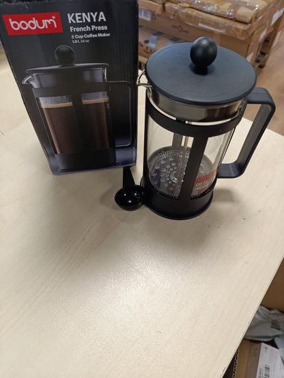 215835 - BODUM Makinë kafeje Kenya - 1L / 8 Filxhanë - Presë manuale franceze e bërë nga qelqi borosilikat dhe çelik inox