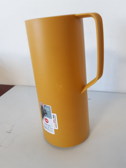 252109 - EMSA N41708 Motiva Enë e izoluar, Mbyllje e shpejtë, Mban nxehtësi për 12 orë, Ftohtë për 24 orë, Mbulesë qelqi, Prodhuar në Gjermani, Dizajn nordik, E verdhë, 1 litër