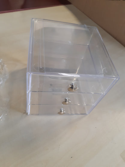 222913 - IDESIGN Organizues Grimi me 3 Sirtarë, Plastik Kompakt, Kuti Bizhuterish Katrore, Transparente