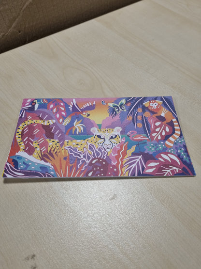 253463 - JANOD Pikturë 3D - Temë Xhungle - Punëtori Qetësie - Set për Kohë të Lirë Kreative për Fëmijë, Bojë Rozë e Artë dhe Fluoreshente, Mosha 7+ vjeç, J07950