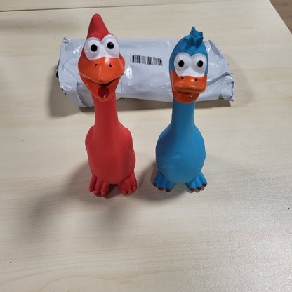 229596 - JcvPot Lodra të Pathyeshme për Qen, Pako me 2 Lodra, Pulë Gome, e Kuqe dhe Blu, për Qen të Vegjël dhe të Mesëm