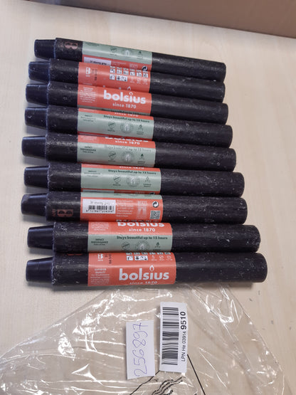 256897 - BOLSIUS Qiri Rustik XL Konik, 23 x 3 cm, Antracit, Kuti me 9, Koha e djegies: 15 orë, Pa aromë, Dyll natyral bimor, Pa vaj palme