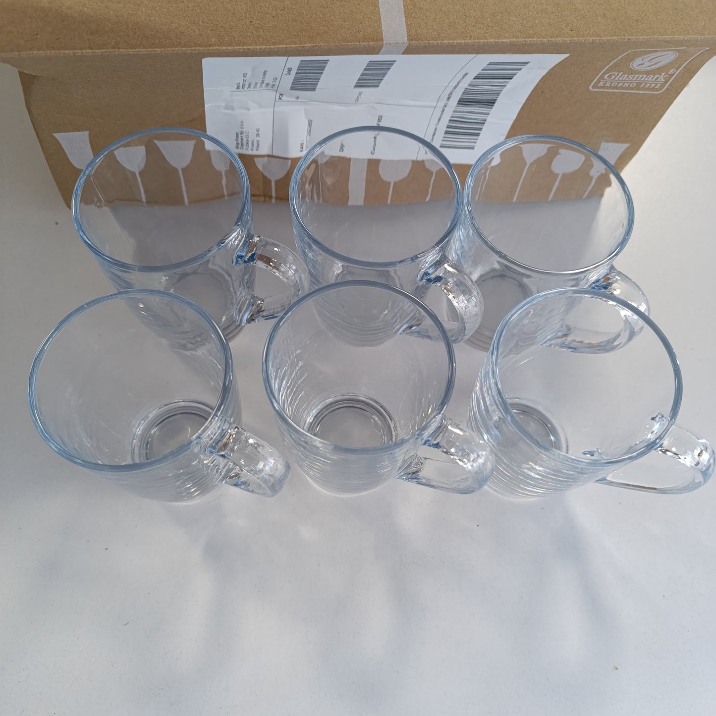 184366 - GLASMARK KROSNO Seti i 6 Gotave për Kafe dhe Çaj prej Qelqi, 300ml, me Dorezë, E sigurt për Lavatriçe, Modeli 1992