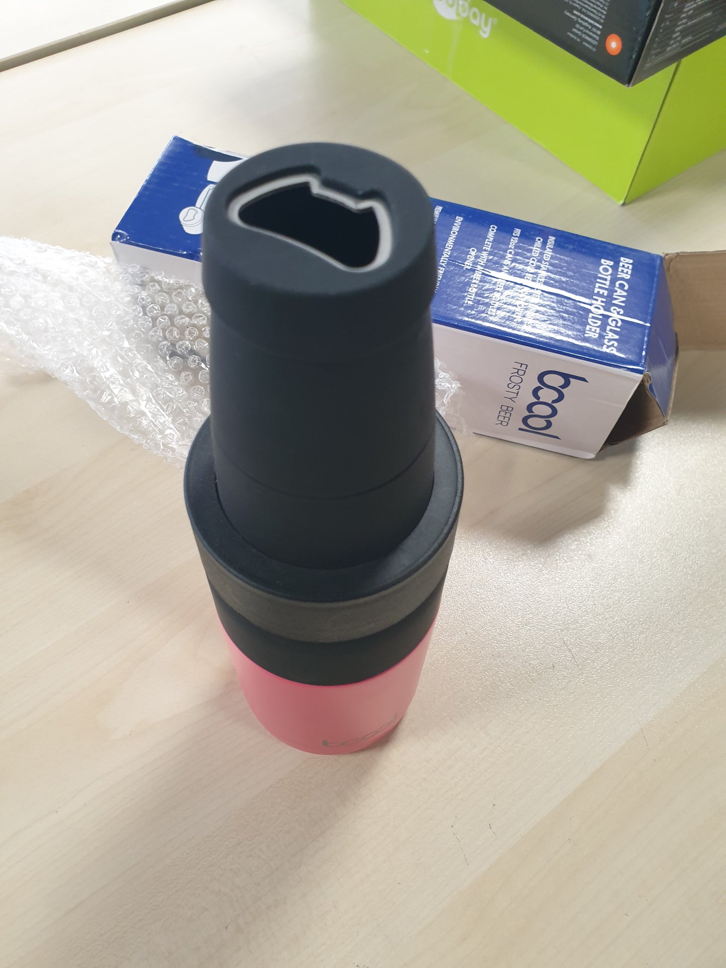 209235 - BCOOL Ftohës Shishesh Dhe Kanaçesh Për Birrë, Mure Të Dyfishta Të Izoluara Me Vakum, Prej Çeliku Inox, Me Hapëse Shishesh, Ngjyra Koral