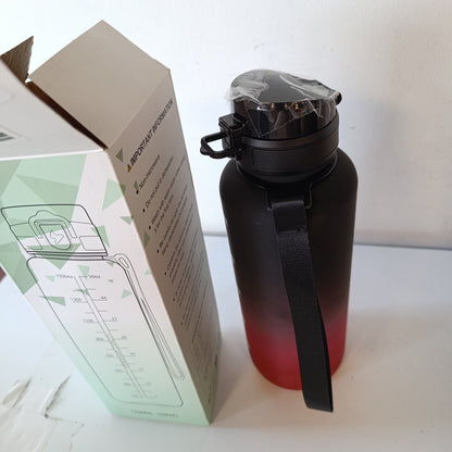 197470 - MOTSWEDI Shishe Uji 1.5L, e Ripërdorshme, Pa BPA, me Kohëmatës, e Papërshkueshme nga Rrjedhjet, për Sporte, Joga, Fitnes, Ecje në Natyrë, Ngjyra e Zezë/e Kuqe