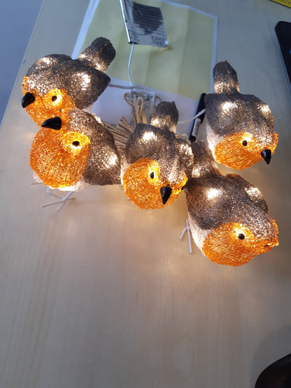 255218 - Konstsmide LED robin akrilik set prej 5, 40 dioda të bardha të ngrohta, 24 V, i jashtëm (IP44), kabllo e bardhë - 6245-103