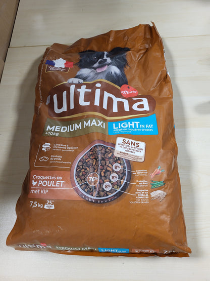 214426 - ULTIMA Ushqim për qen Medium-Maxi Light me mish pule dhe oriz, 7.5 kg