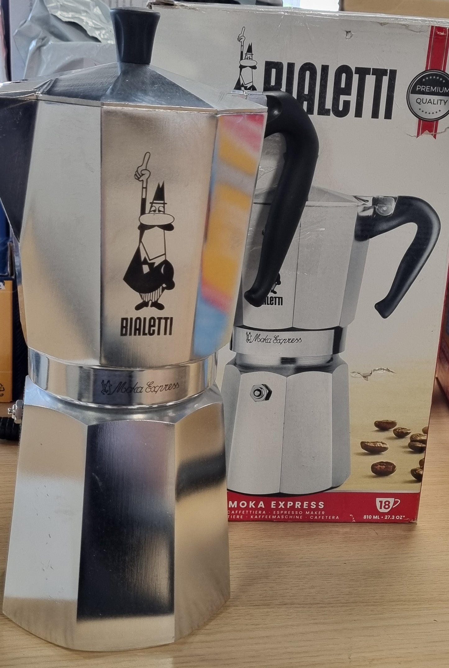 255121 - BIALETTI Moka Express, makina për espresso, kapacitet 800ml (18 gota), alumini, argjendi