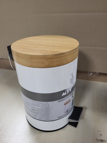 214460 - MSV Kosh Mbeturinash për Banjë, 3 L, Çelik Inoks, Bambu, me Ulje Automatike