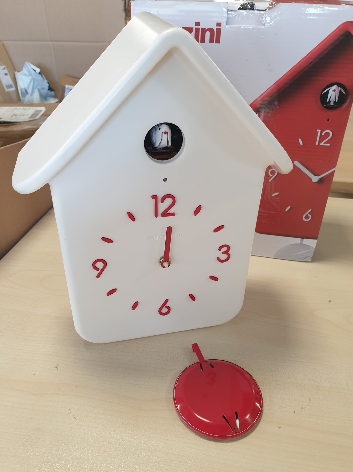 221162 - GUZZINI Horloge Coucou A/Pendule - 24.8 x 12 x h39 cm, Blanc