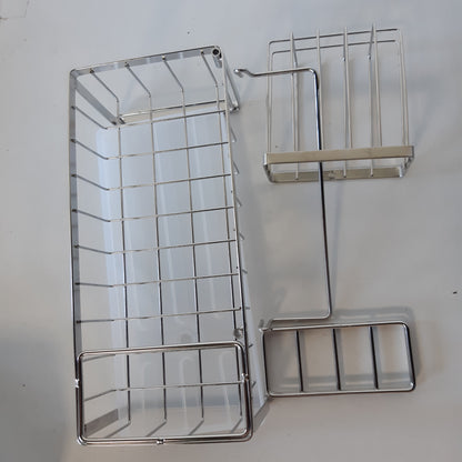 263263 - SWTYMIKI Organizues Lavamani, Mbajtëse Sfungjeri Kuzhine, Raft Kullimi 360°, Material: Çelik Inoks, Ngjyrë: Argjendi