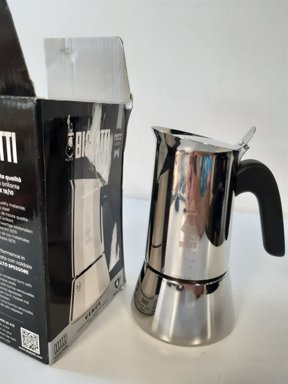 221667 - Bialetti Makinë kafeje e re Venus me induksion për espresso, Pllakë gatimi prej çeliku inox, e përshtatshme për të gjitha burimet e nxehtësisë, 6 gota, alumini, 235 ml, argjendi
